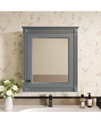 24" x 27" MDF Adjustable Shelf & Soft-Close Hinges Wall-Mounted Mirror Cabinet