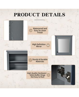 24" x 27" MDF Adjustable Shelf & Soft-Close Hinges Wall-Mounted Mirror Cabinet