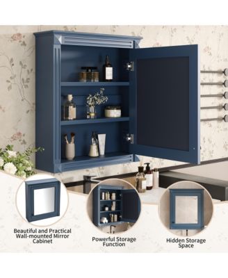 24" x 27" MDF Adjustable Shelf & Soft-Close Hinges Wall-Mounted Mirror Cabinet