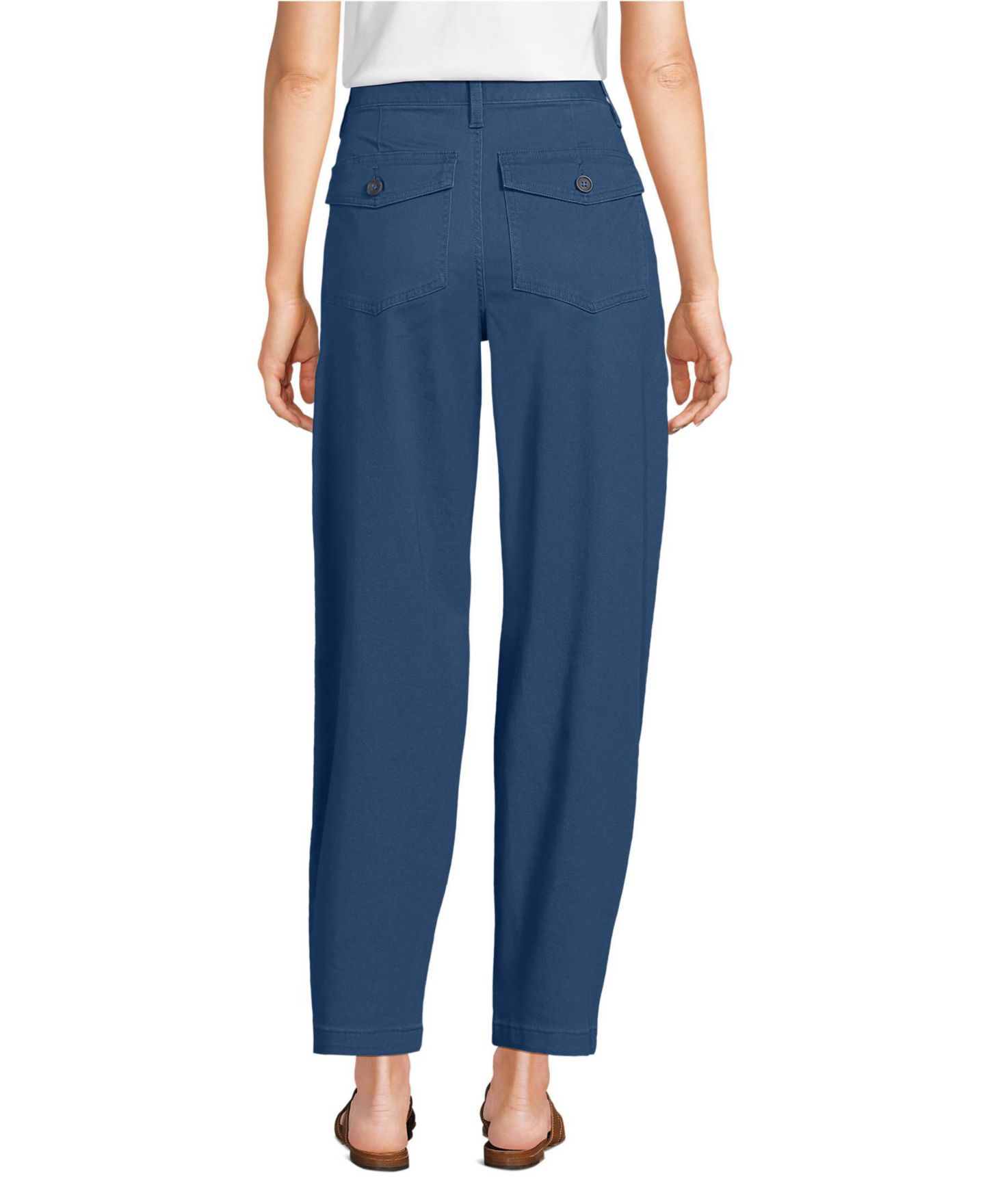 Женские брюки Lands' End Chino High Rise Barrel Leg Utility Ankle, цвет: Синий — фото 2