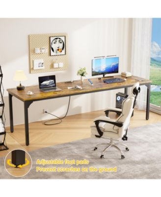 8.8'' W Rectangle Computer Desk, Wood Top Study Workstation