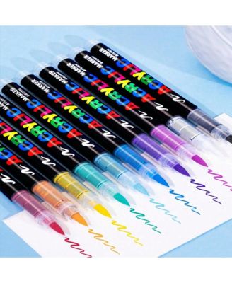 12 Colors Direct Liquid Acrylic Marker Pens, Drawing Drawing Color Soft-Head Marker, Waterproof Body Painting Brush for Students