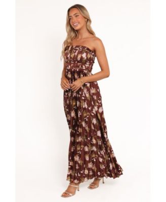 Women's Angelique Strapless Maxi Dress - Brown Floral