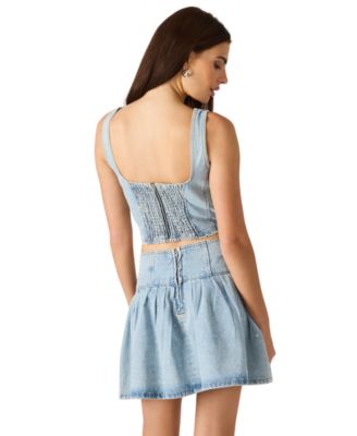 Women's Carlina Embellished Square Neck Denim Top