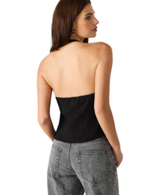 Women's Rhinestone Bow Halter Neck Top