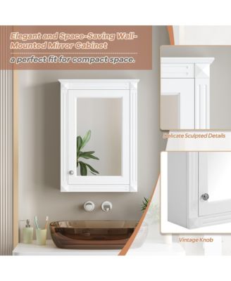 20'' Wall Mounted Bathroom Storage Cabinet with Mirror & Adjustable Shelf