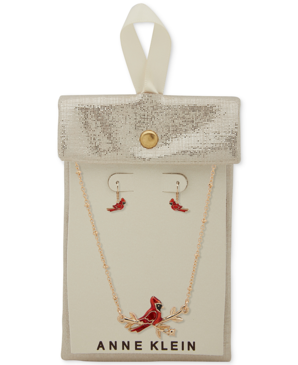 Anne Klein 2-Pc. Gold-Tone Cardinal Pendant Necklace and Earrings Set