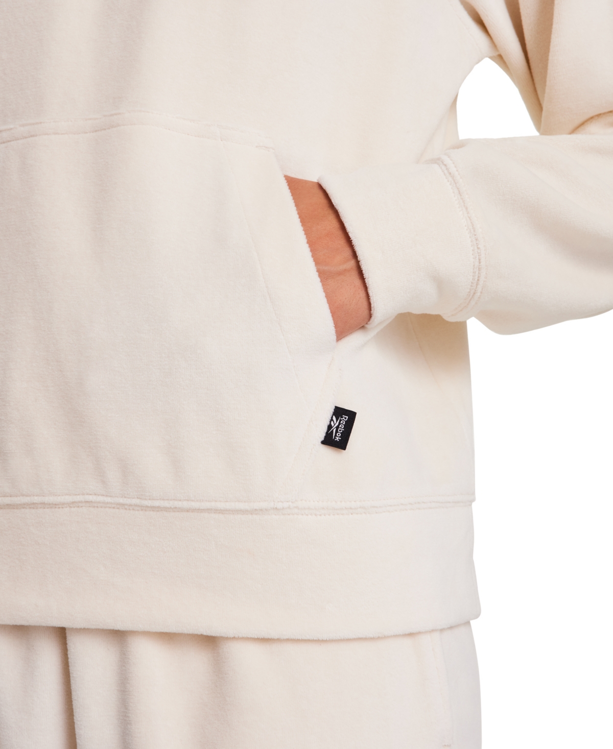 Reebok Women's New Heritage Velour Half Zip Collared Top In White