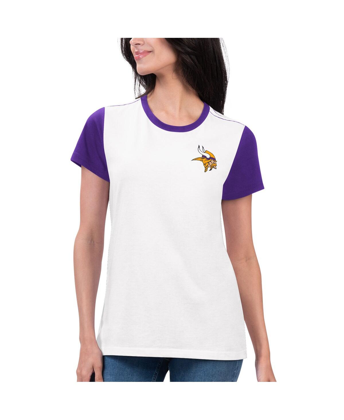 G-iii 4her By Carl Banks Women's White/purple Minnesota Vikings Fashion Illustration T-shirt In White
