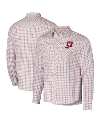 Colosseum - Men's x Wrangler White Indiana Hoosiers Plaid Window Pane Long Sleeve Full-Snap Shirt