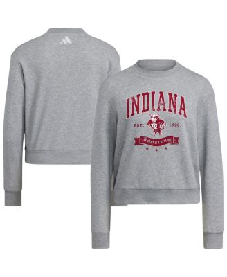 adidas - Women's Gray Indiana Hoosiers Pullover Crewneck Sweatshirt