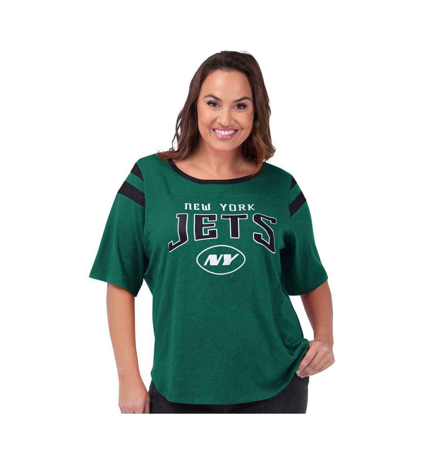 Женская футболка G-III 4Her by Carl Banks Green New York Jets Plus Size Linebacker — фото 1