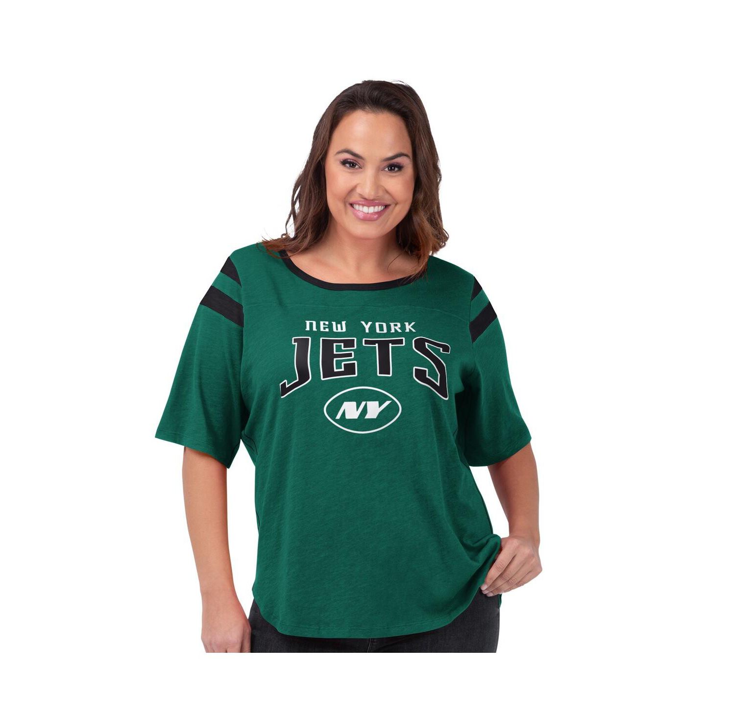 Women's Green New York Jets Plus Size Linebacker T-Shirt