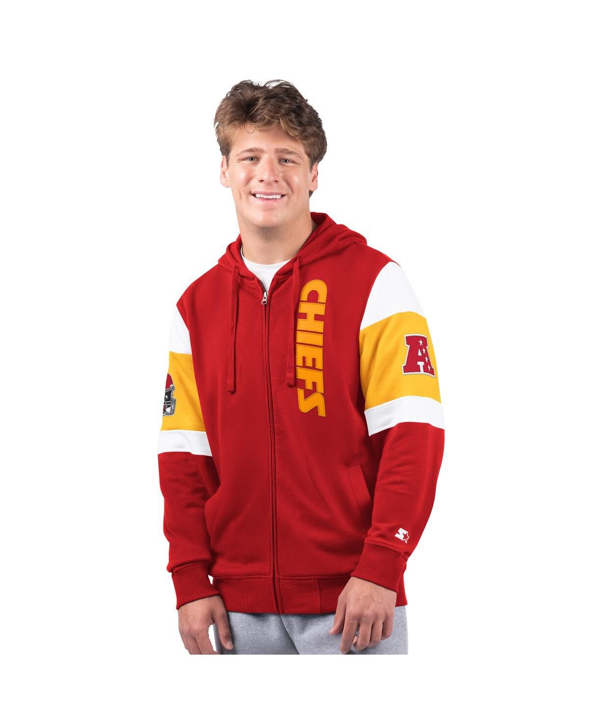 Мужская красная толстовка Kansas City Chiefs Extreme с капюшоном на молнии