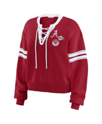 Women's Crimson Alabama Crimson Tide Lace-Up Pullover Sweater