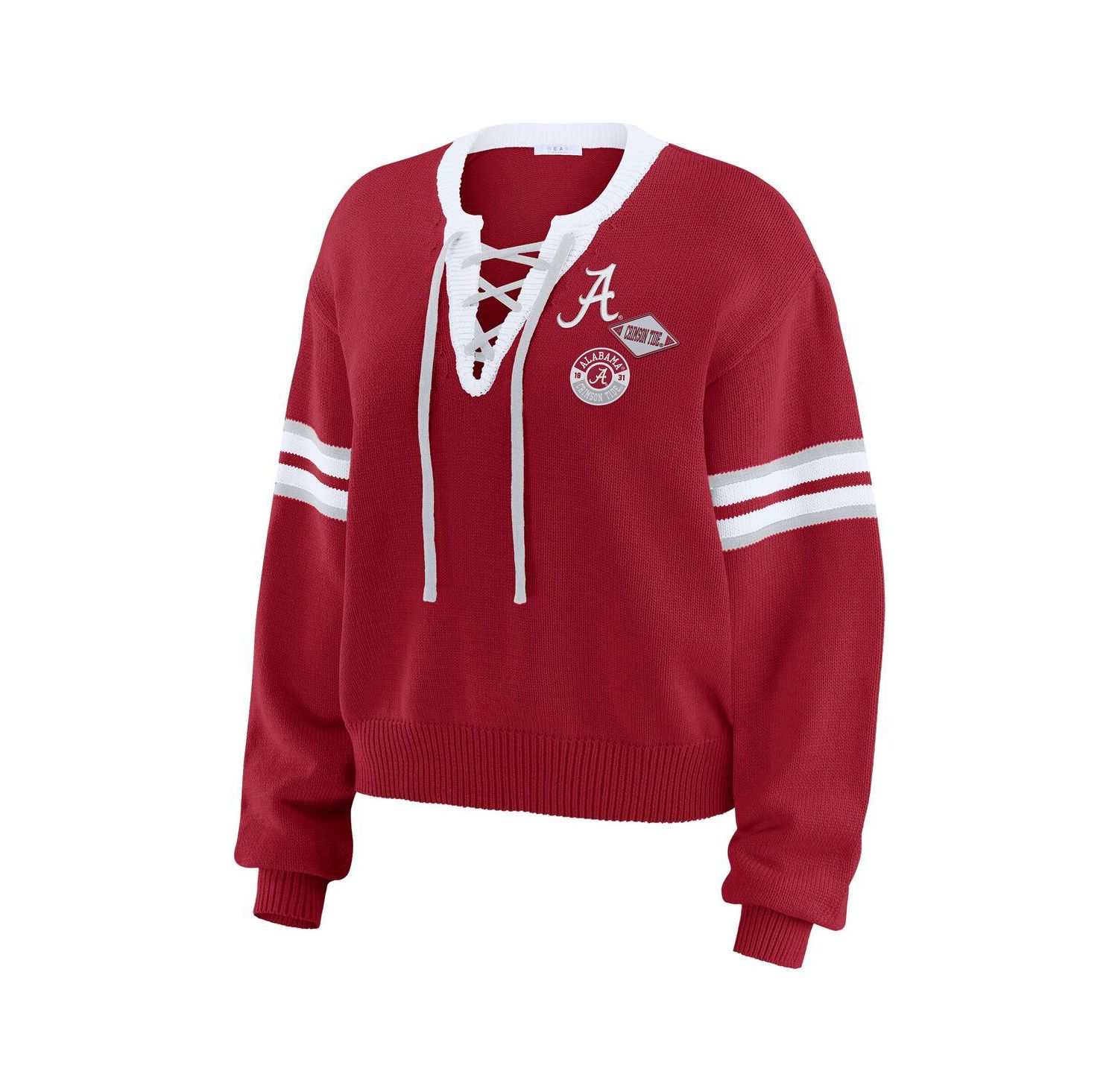 Women's Crimson Alabama Crimson Tide Lace-Up Pullover Sweater