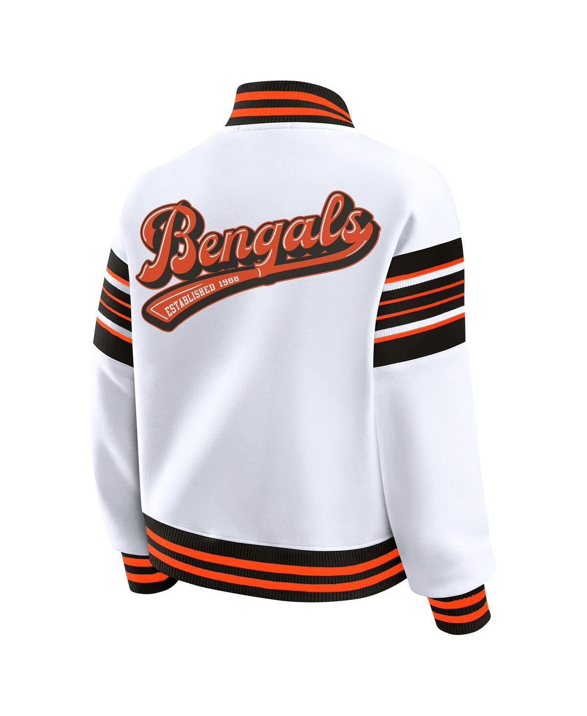 Wear By Erin Andrews White Cincinnati Bengals Full-snap Fleece Sweatshirt Jacket In Multi