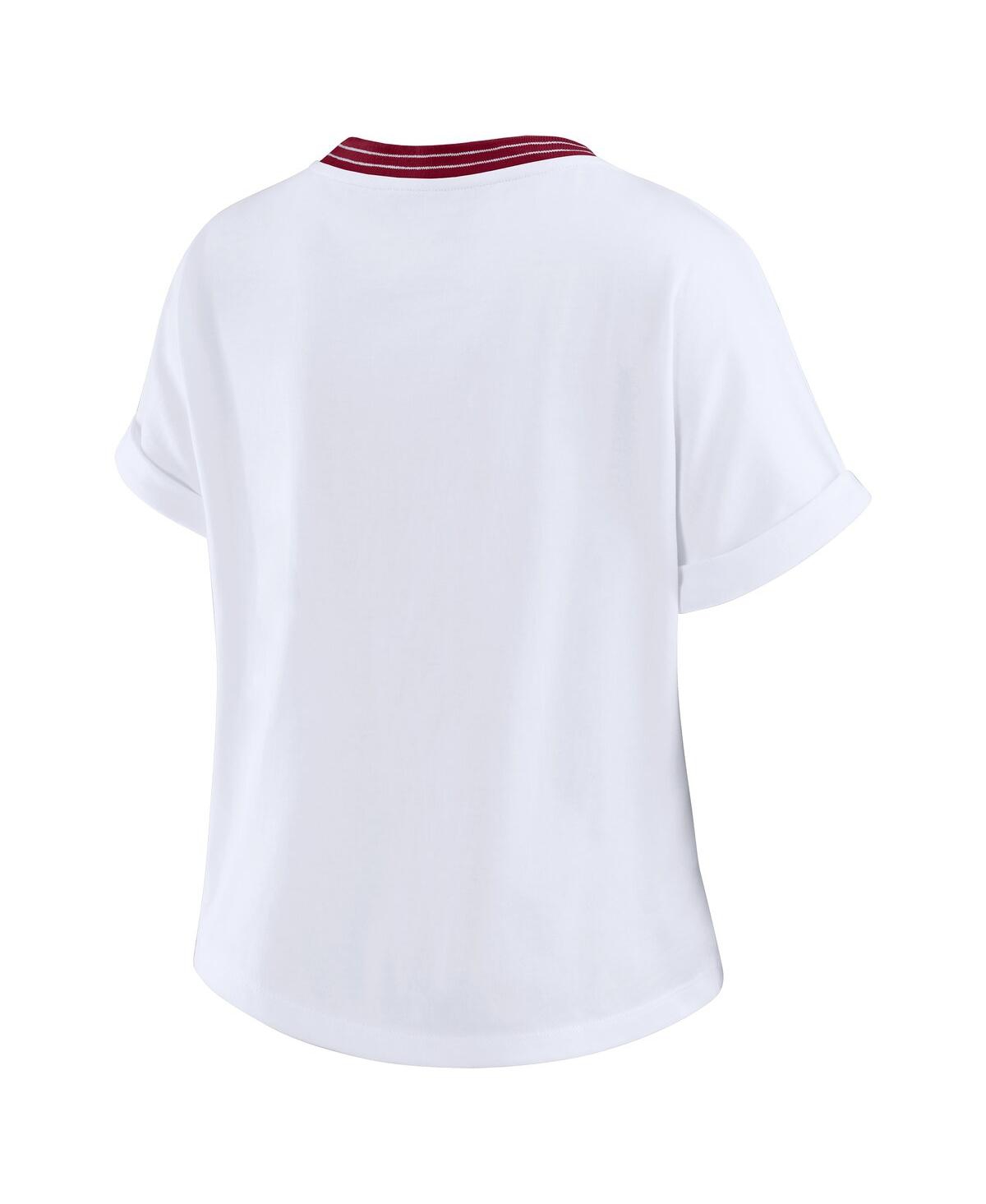 Wear By Erin Andrews Women's White Washington Commanders Cropped Center Stripe Dolman T-shirt In Animal Print