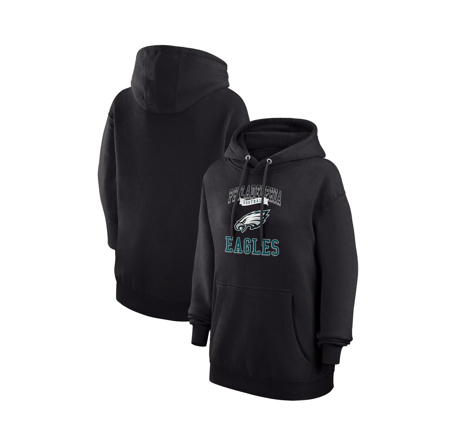 Women's Black Philadelphia Eagles Team Logo Graphic Fleece Tri-Blend Pullover Hoodie