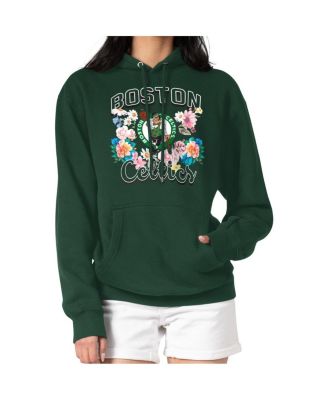 G-III 4Her by Carl Banks - Women's Green Boston Celtics Flowers Team Logo Graphic Fleece Pullover Hoodie