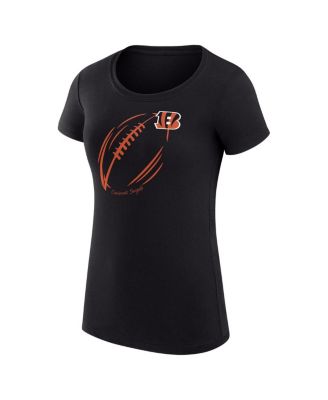 Women's Black Cincinnati Bengals Super-Slim Fit Lightweight Subtle Football T-Shirt