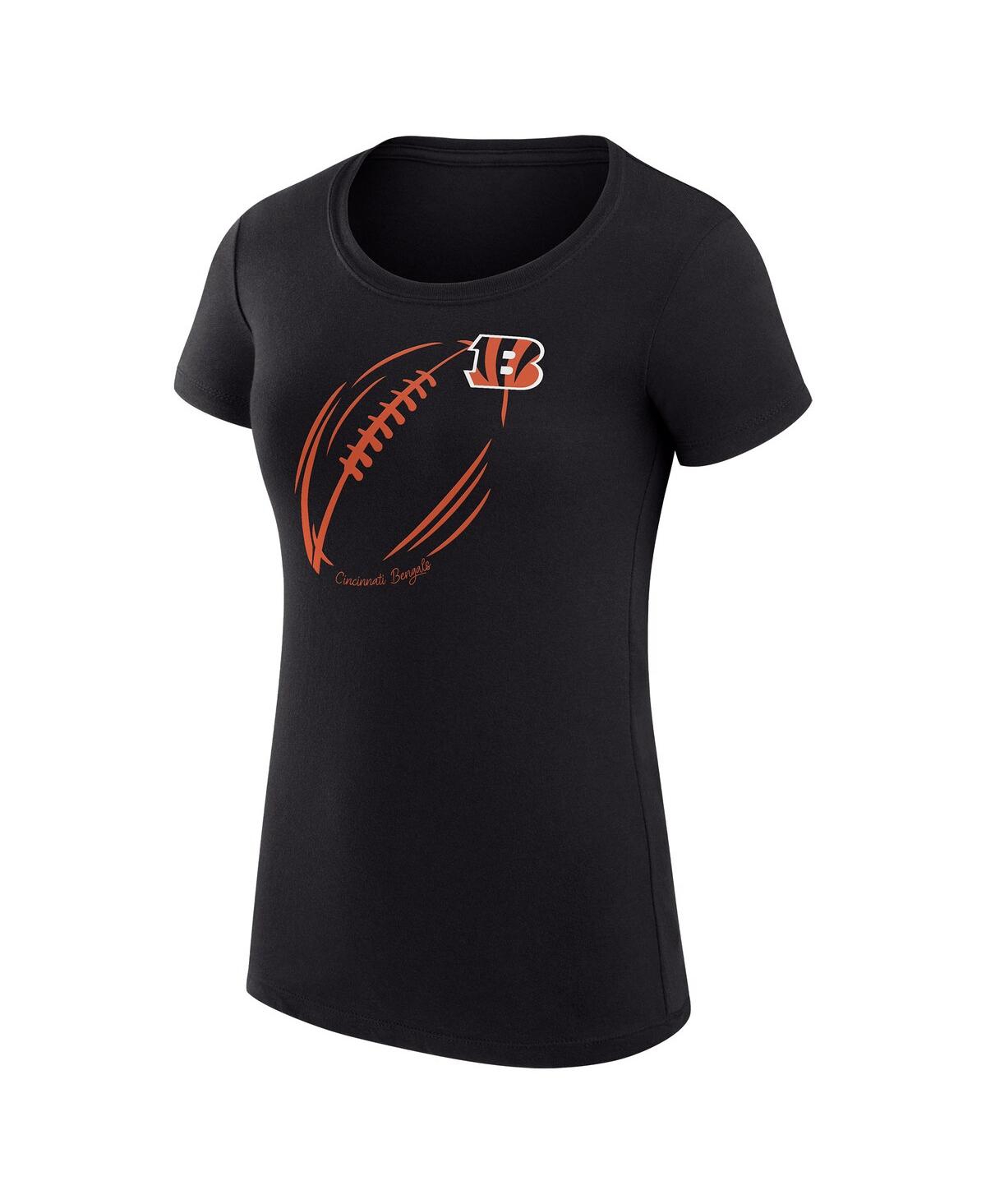 G-iii 4her By Carl Banks Women's Black Cincinnati Bengals Super-slim Fit Lightweight Subtle Football T-shirt In Black