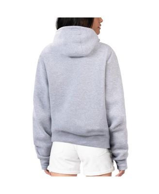 Women's Heather Gray Buffalo Bills Football Logo Fleece Tri-Blend Pullover Hoodie