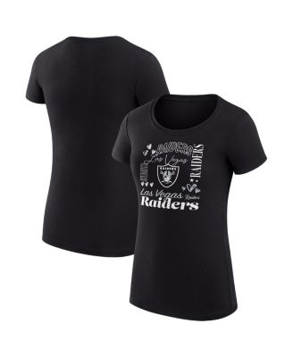 G-III 4Her by Carl Banks - Women's Black Las Vegas Raiders Super-Slim Fit Lightweight Collage Team T-Shirt