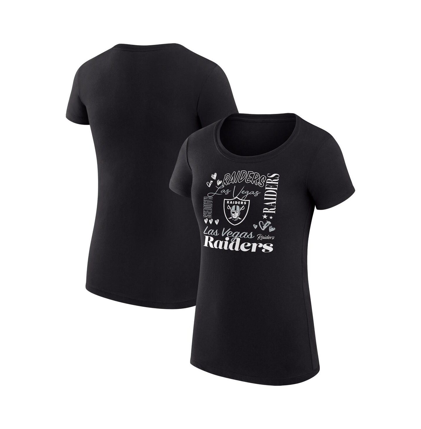 Женская футболка G-III 4Her by Carl Banks Black Las Vegas Raiders Super-Slim Fit Lightweight Collage Team — фото 1