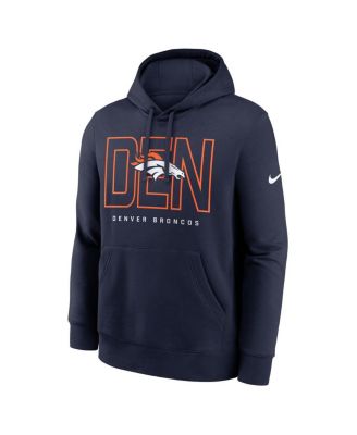 Men's Navy Denver Broncos Busted Play Club Fleece Pullover Hoodie