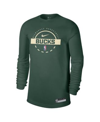 Men's Hunter Green Milwaukee Bucks 2025/26 On-Court Flare Performance Practice Long Sleeve T-Shirt