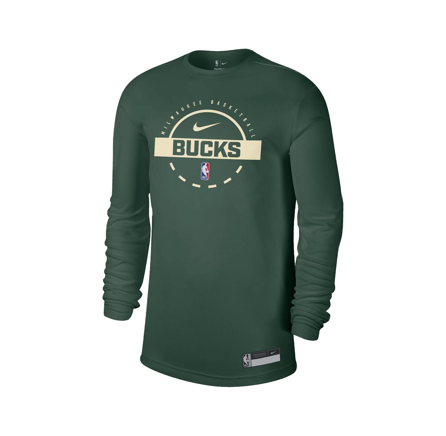 Men's Hunter Green Milwaukee Bucks 2025/26 On-Court Flare Performance Practice Long Sleeve T-Shirt