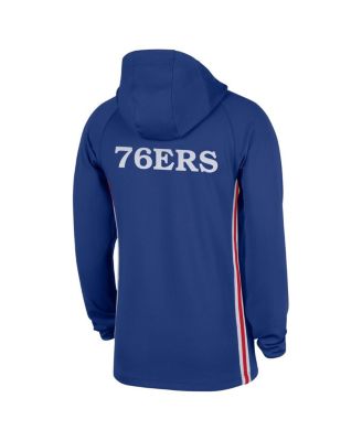 Men's Blue Philadelphia 76ers Authentic on Court Zone Quarter-Zip Dri-FIT Hoodie Jacket