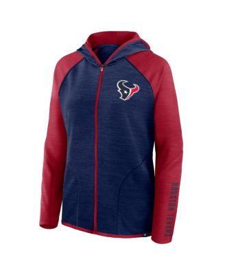 Women's Navy/Red Houston Texans Redzone End Around Pass Raglan Full-Zip Hoodie