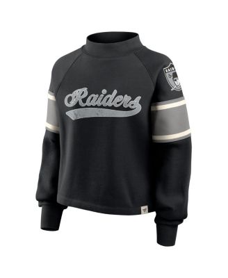 Women's Black Las Vegas Raiders Oversized Hometown Toss Sweep Mock Neck Pullover Top