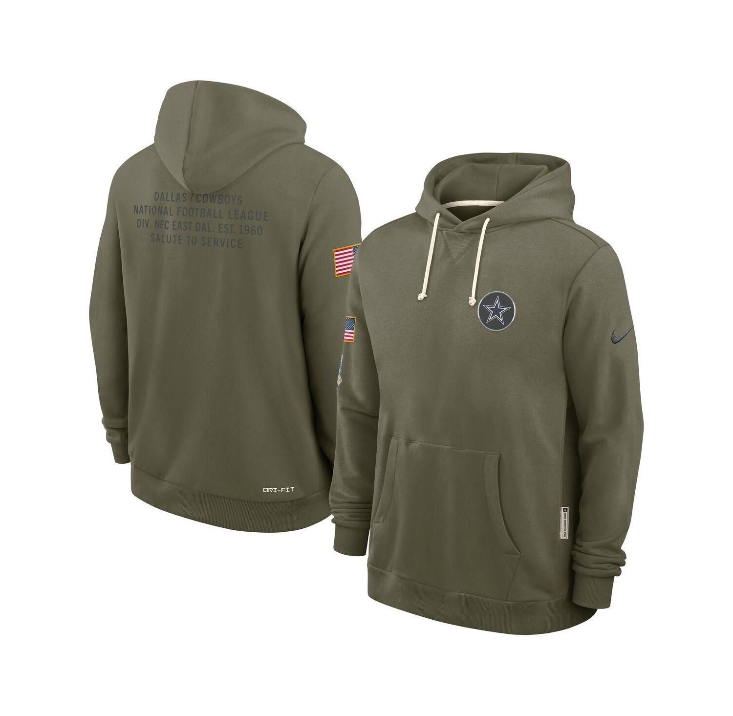 Men's Olive Dallas Cowboys 2025 Salute to Service Sideline Standard Issue Dri-FIT Hoodie