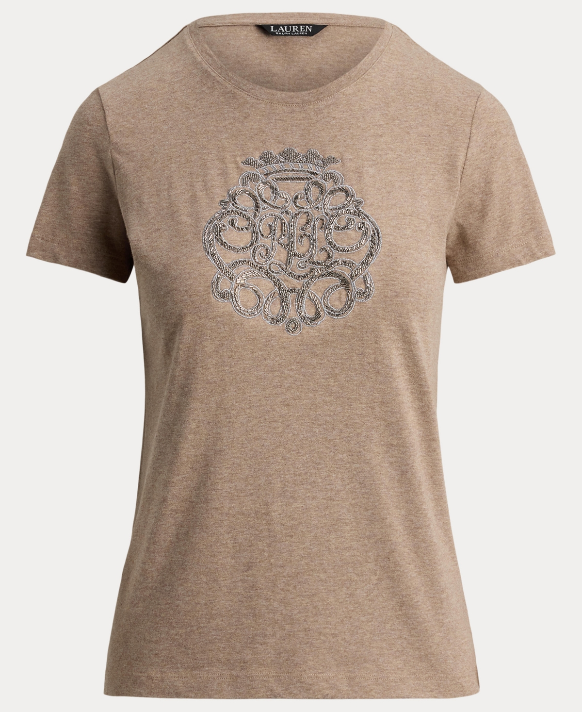 Lauren Ralph Women's Beaded-Crest Jersey T-Shirt