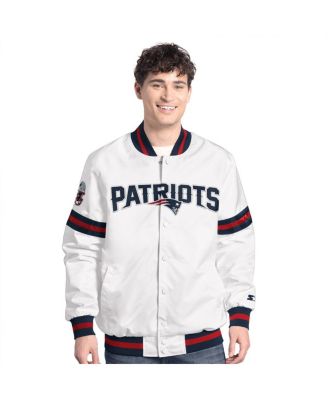 Starter - Men's&nbsp; White New England Patriots Scout Full-Snap Varsity Jacket
