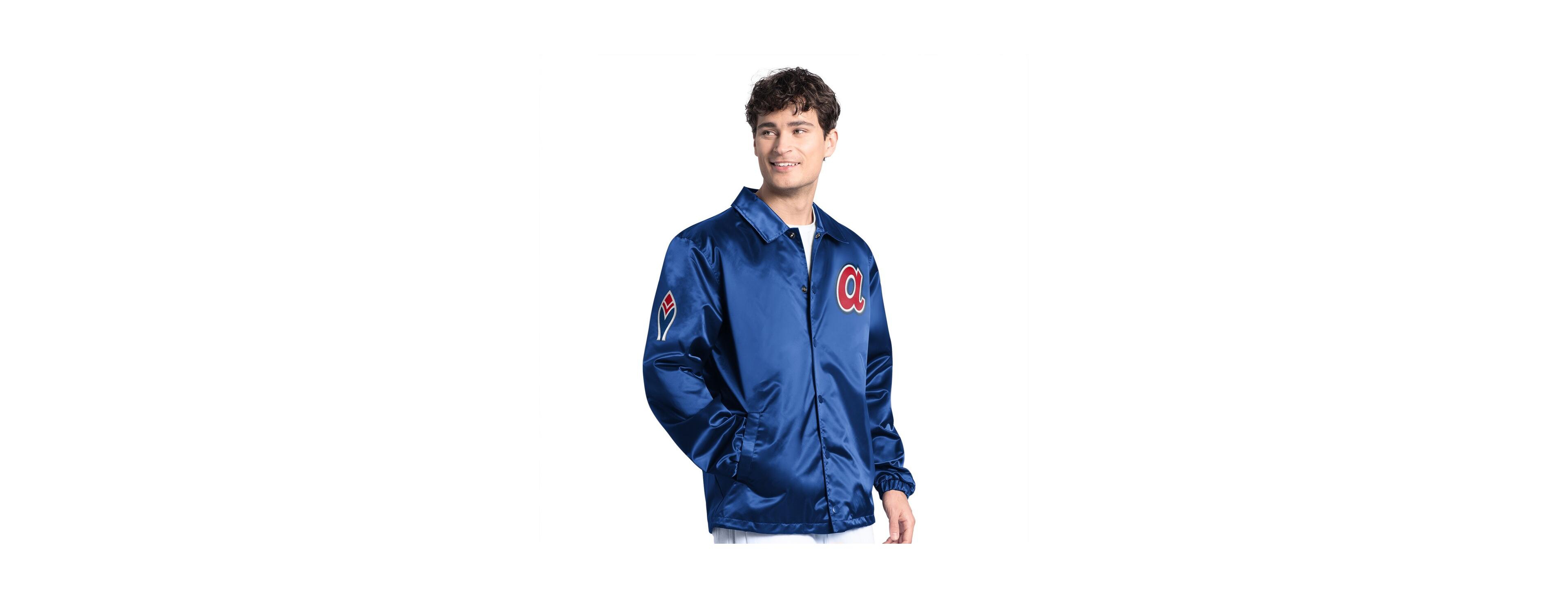 Starter Men's Royal Atlanta Braves Cooperstown Collection Point Man Full-Snap Coaches Jacket