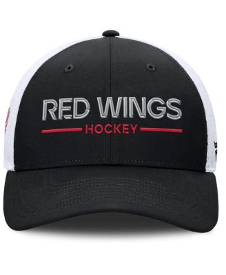 Men's Black/White Detroit Red Wings Authentic Pro Rink Lockup Adjustable Trucker Hat