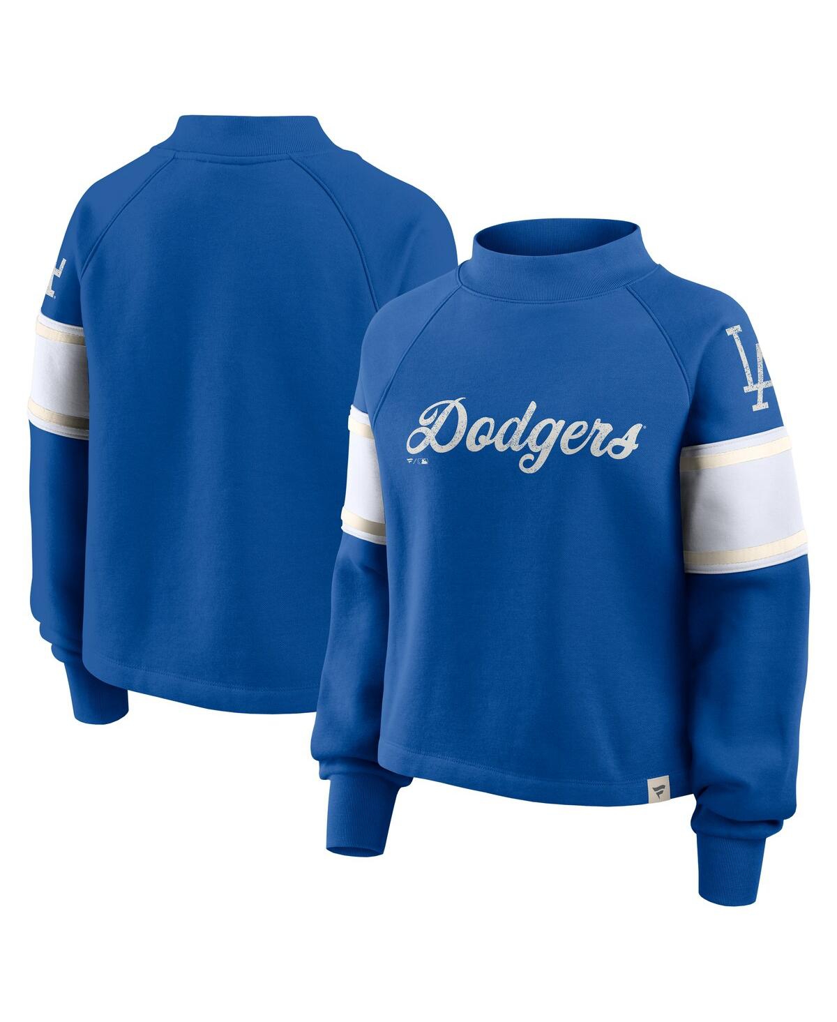 Fanatics Women's Royal Los Angeles Dodgers Oversized Toss Sweep Raglan Pullover Sweatshirt In Blue