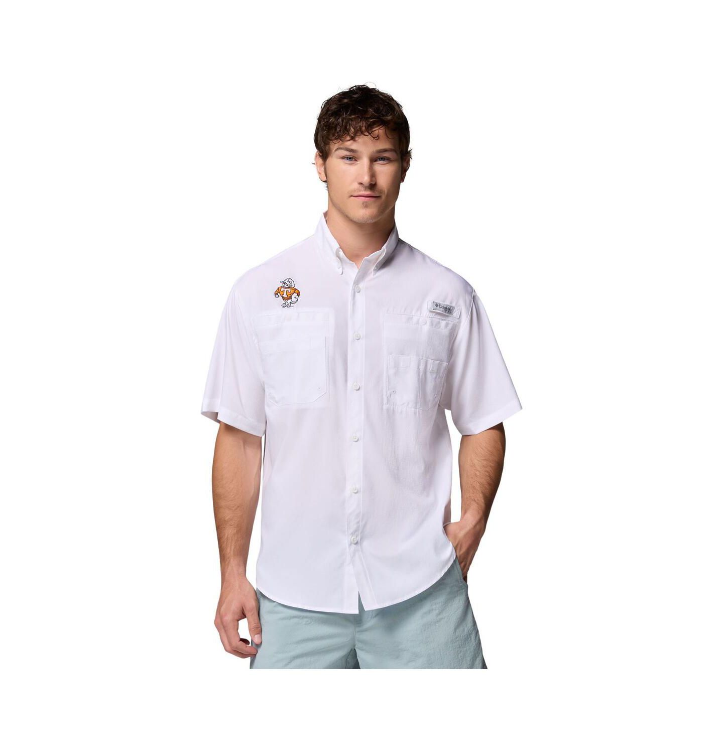 Мужская рубашка Columbia White Tennessee Volunteers Tamiami Omni-Shade Button-Down — фото 1
