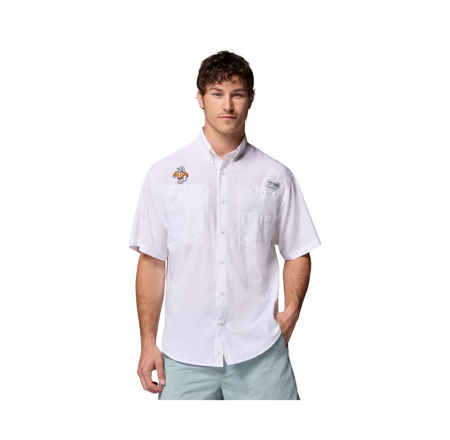 Men's White Tennessee Volunteers Tamiami Omni-Shade Button-Down Shirt
