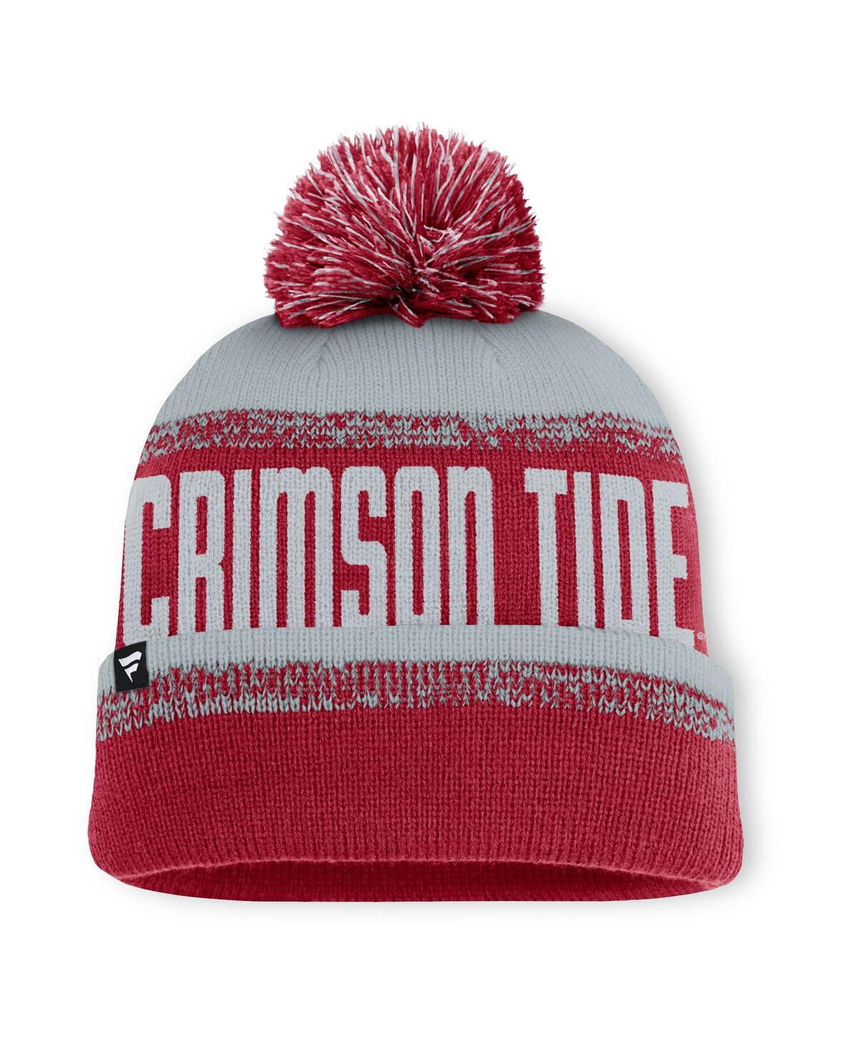 Fanatics Men's Crimson/Gray Alabama Crimson Tide Thrive Cuffed Pom with Knit Hat