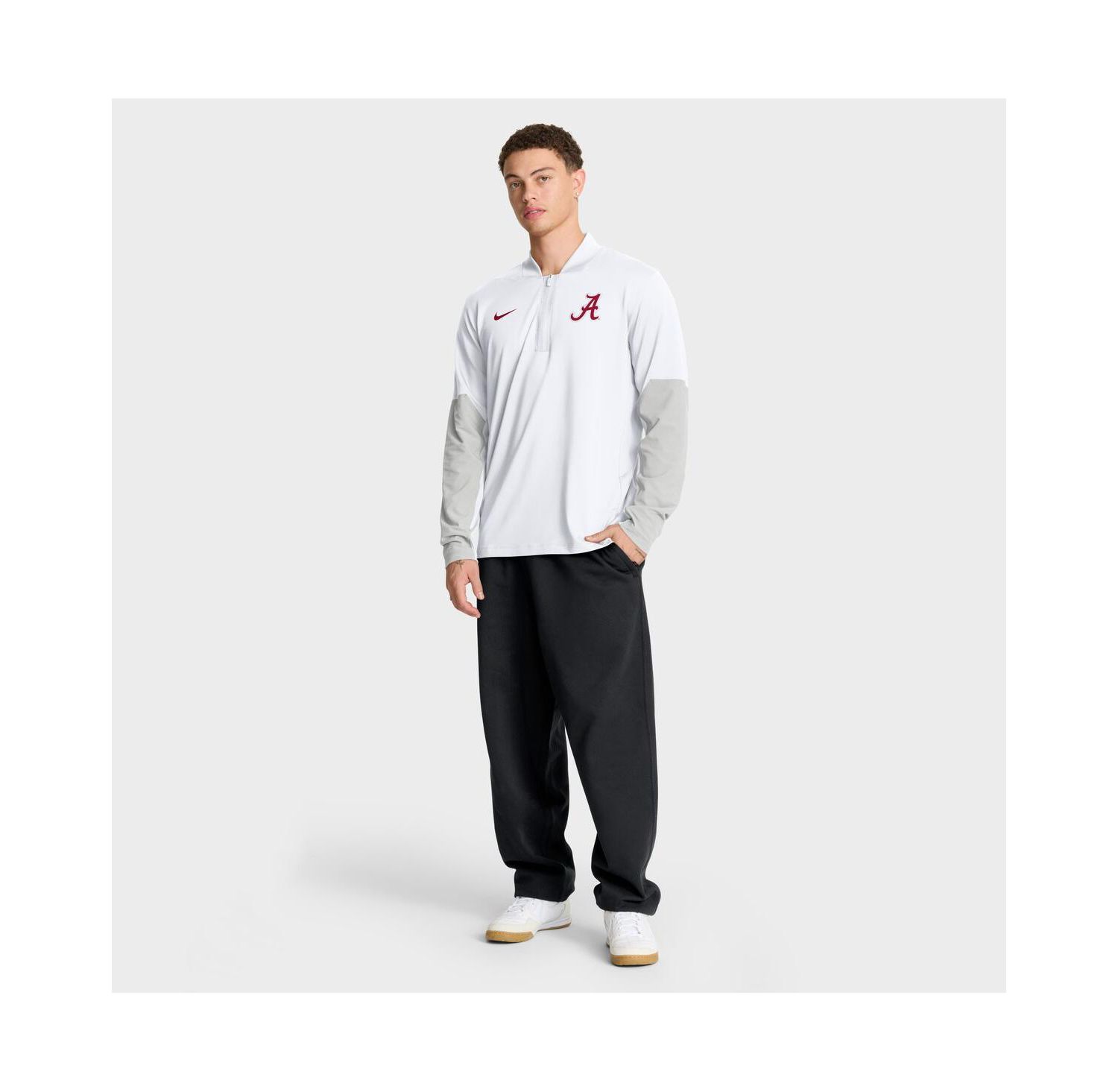 Men's White Alabama Crimson Tide One Goal Performance Half-Zip Pullover Hoodie