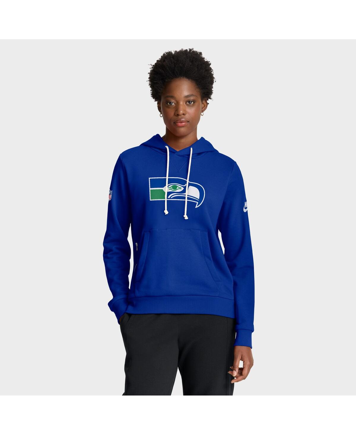 Nike Royal Seattle Seahawks Throwback Sideline Standard Issue Dri-fit Hoodie In Blue