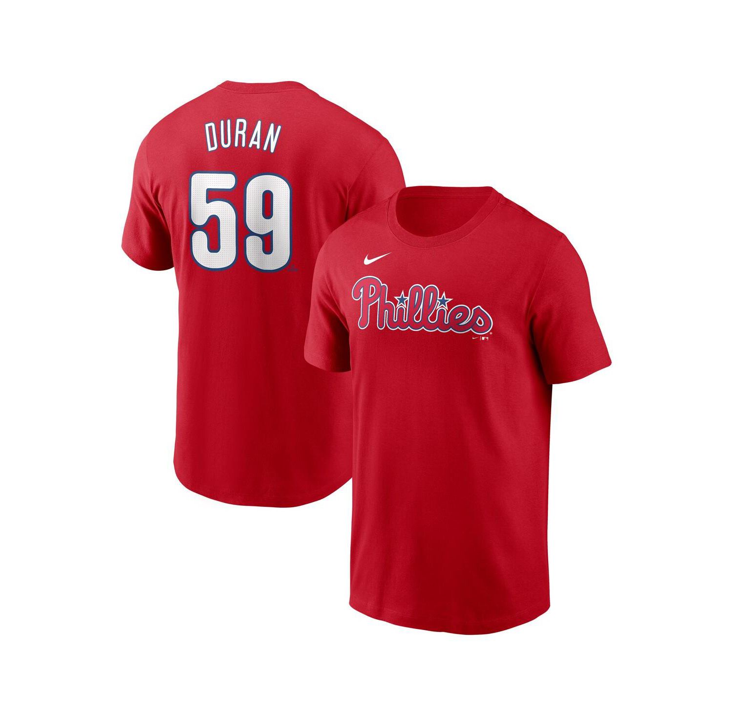 Men's Jhoan Duran Red Philadelphia Phillies Fuse Name & Number T-Shirt