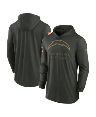 Nike - Men's Forest Green Los Angeles Chargers 2025 Salute to Service Sideline Dri-FIT Lightweight Hooded Pullover