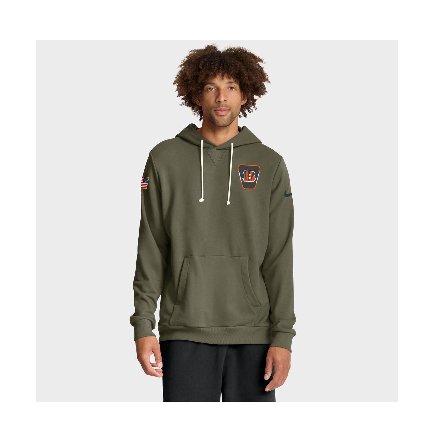 Мужское худи Nike Olive Cincinnati Bengals 2025 Salute to Service Sideline Standard Issue Dri-FIT — фото 1