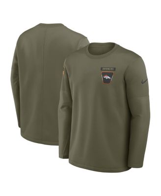 Nike - Men's Olive Denver Broncos 2025 Salute to Service Sideline Coaches Therma-FIT Long Sleeve Shirt